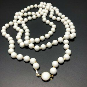 Vintage West Germany Beaded Necklace White Long